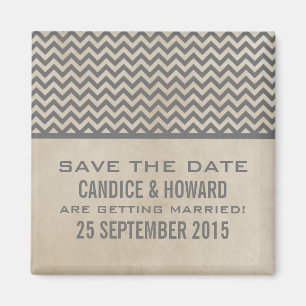 Grey Chic Chevron Save the Date Magnet