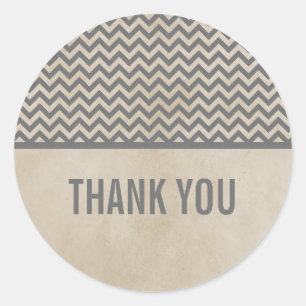Grey Chic Chevron Thank You Stickers