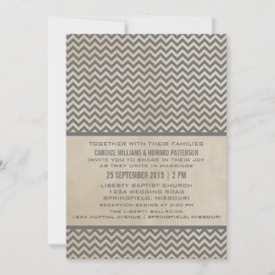 Grey Chic Chevron Wedding Invite