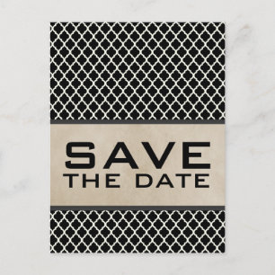 Grey Chic Quatrefoil Save the Date Postcard