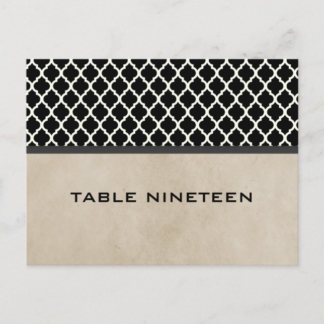 Grey Chic Quatrefoil Table Number Postcard (Front)