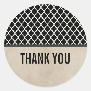 Grey Chic Quatrefoil Thank You Stickers