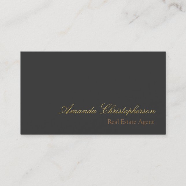 Grey Chic Script Trend Stylish Agent Business Card (Front)