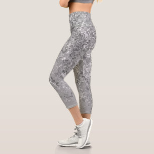 Grey Chic Unique Pattern Capri Leggings