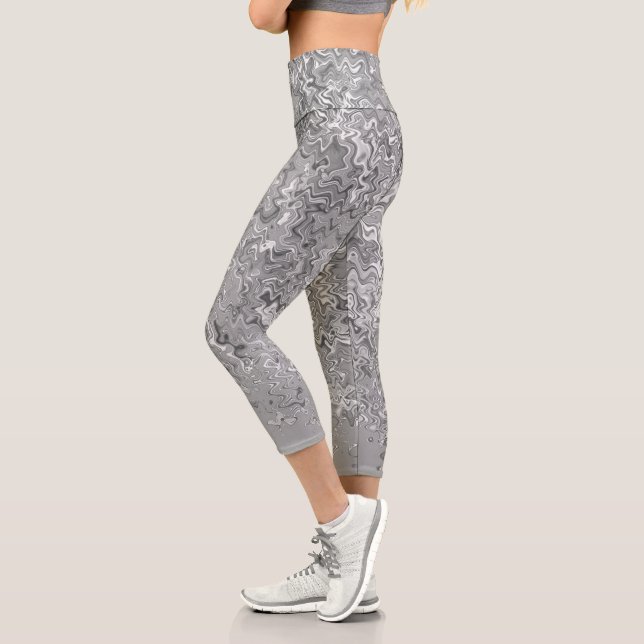 Grey Chic Unique Pattern  Capri Leggings (Left)