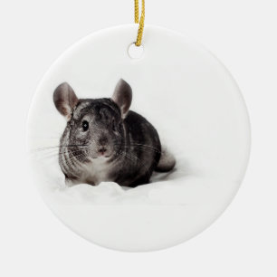 Grey Chinchilla Cute in Blanket Ceramic Tree Decoration