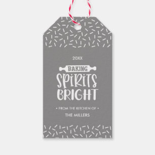Grey Christmas Baking Spirits Bright Gift Tags