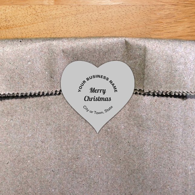 Grey Christmas Business Heart Shape Sticker (Creator Uploaded)