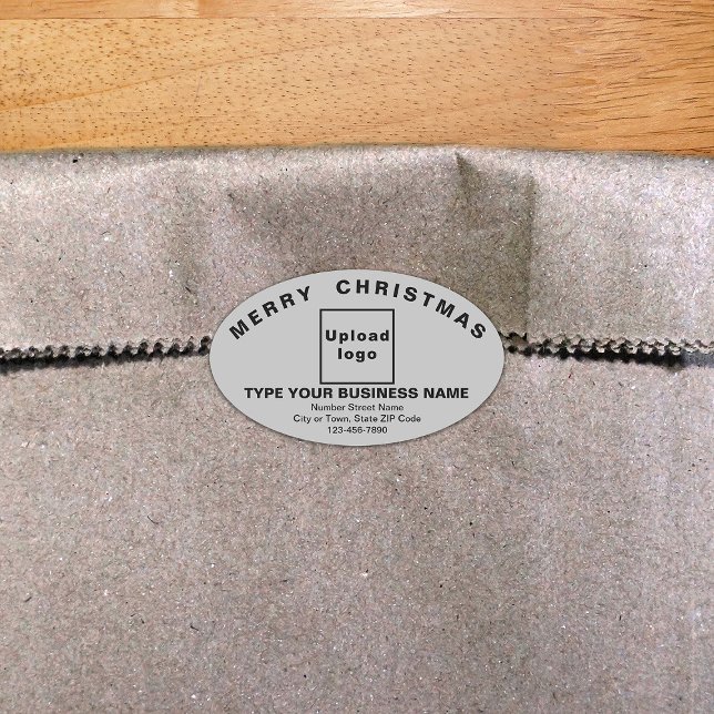 Grey Christmas Business Oval Shape Sticker (Creator Uploaded)
