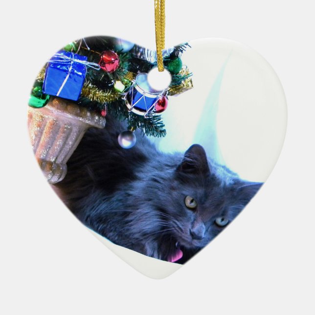 Grey Christmas Ceramic Tree Decoration (Front)