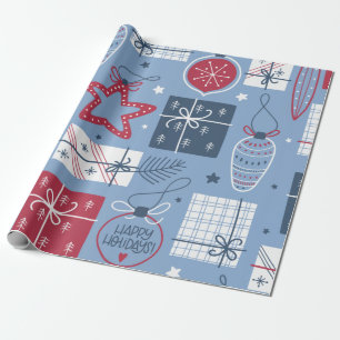 Grey Christmas Decoration Pattern Wrapping Paper