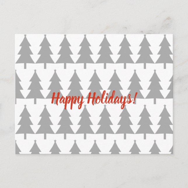 Grey Christmas Fir Trees Happy Holidays Postcard (Front)
