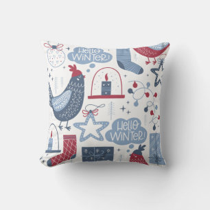 Grey Christmas Hello Winter Throw Pillow