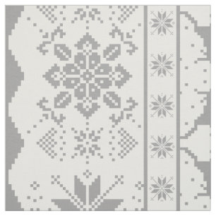 Grey Christmas knitted sweater patter Fabric