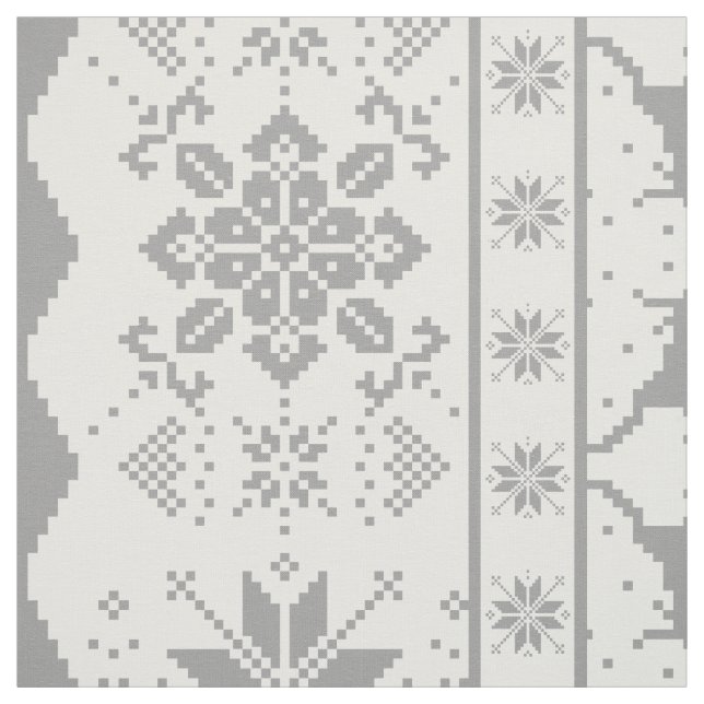 Grey Christmas knitted sweater patter Fabric (Swatch)