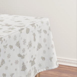 Grey Christmas Pattern on Light Silver Grey Tablecloth