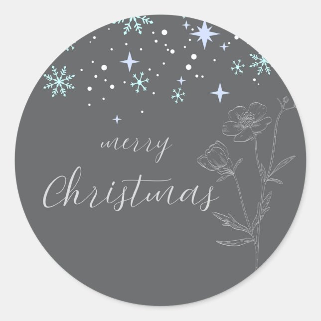 Grey Christmas Round Sticker (Front)