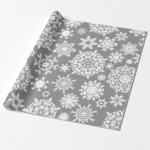 Grey Christmas Snowflake Pattern wrapping paper