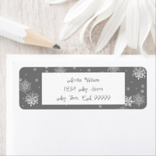 Grey Christmas Snowflakes Label Return Address Label