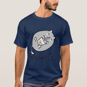 Grey Chubby Boba Cat Needs More Boba 1 T-Shirt