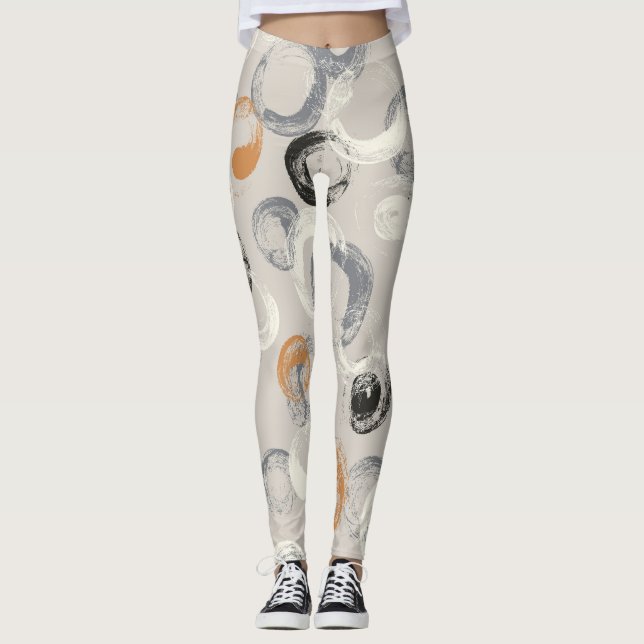Grey Circles: Simple Seamless Pattern Leggings (Front)
