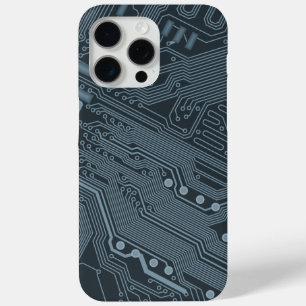 Grey Circuit Board iPhone 15 Pro Max Case