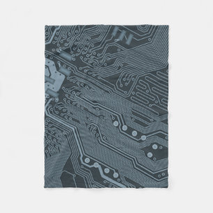 Grey Circuit Board Fleece Blanket