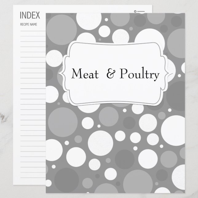 Grey Circular Pattern Recipe Category/Index (Front/Back)
