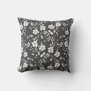 Grey Classic Botanical Florals Wedding Gift Cushion