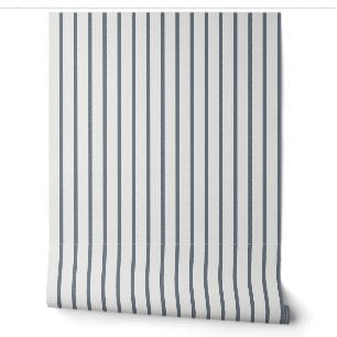 Grey Classic Farmhouse Ticking Stripe Wallpaper