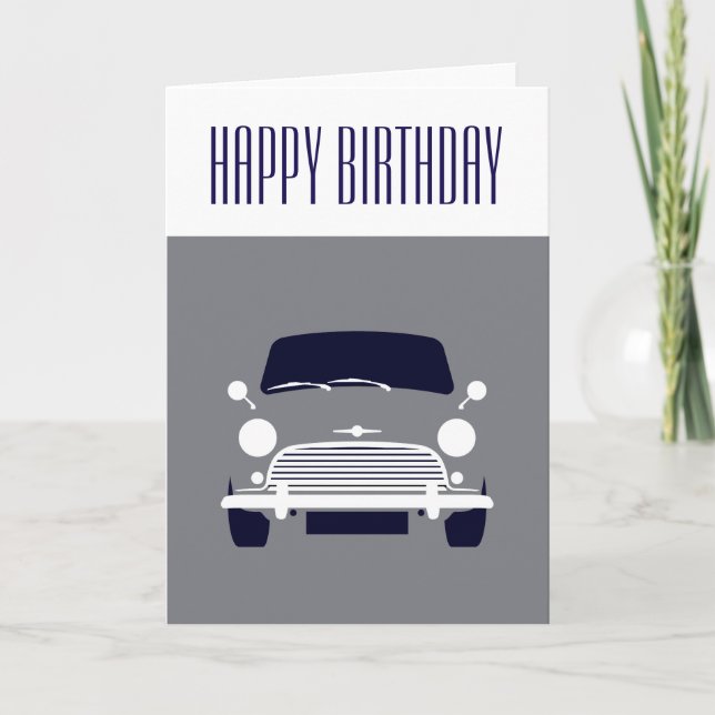 Grey Classic Mini Cooper Card (Front)