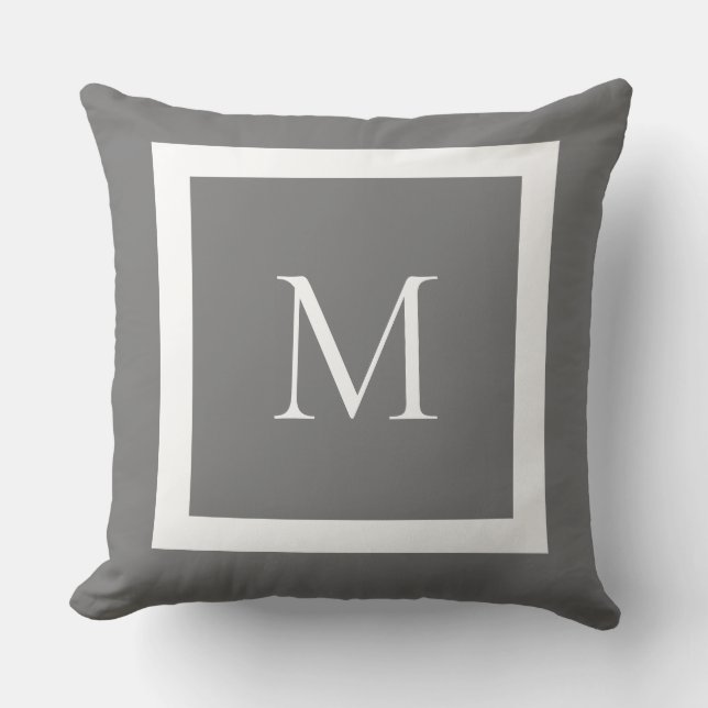 Grey Classic Monogram Cushion (Front)
