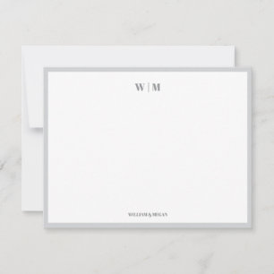 Grey Classic Monogram Custom Couple Wedding Card
