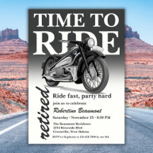 Grey Classic Motorbike Ride Fast Retirement Party