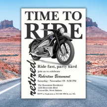 Grey Classic Motorbike Ride Fast Retirement Party
