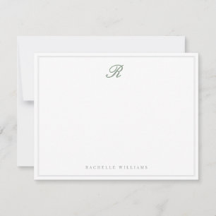 Grey Classic Script Vintage Monogram Double Border Card