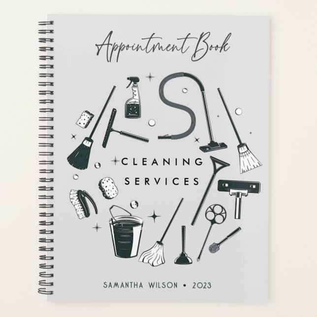 Grey Cleaning Services Appointment Planner (Front)