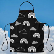 Grey Clouds and Rainbows on Black Apron