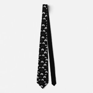 Grey Clouds and Rainbows on Black Necktie