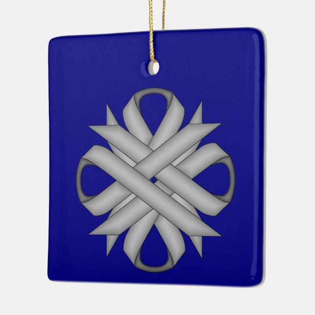 Grey Clover Ribbon by Kenneth Yoncich Ceramic Tree Decoration (Left)