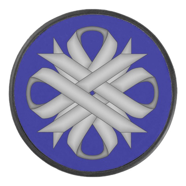 Grey Clover Ribbon by Kenneth Yoncich Hockey Puck (Front)