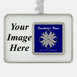 Grey Clover Ribbon Template(H-I)by Kenneth Yoncich Silver Plated Framed Ornament