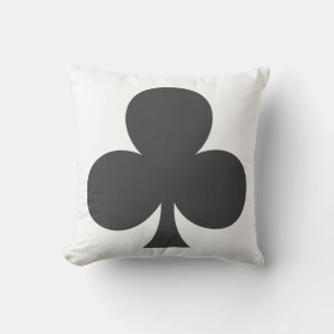 Grey Clovers Clubs Suit Poker Game Cushion