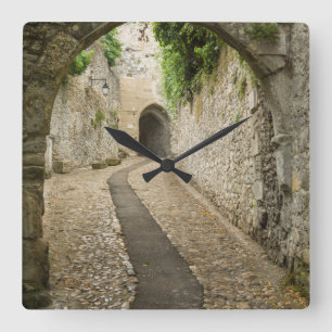 Grey Cobblestone street, France Square Wall Clock