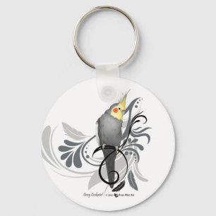 Grey Cockatiel Key Ring