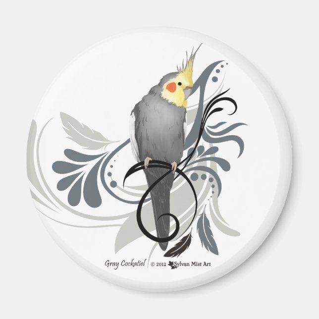 Grey Cockatiel Magnet (Front)