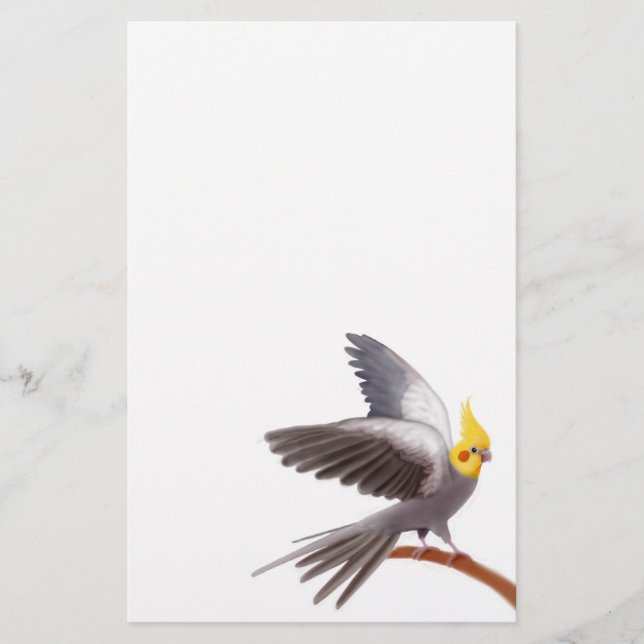 Grey Cockatiel Stationery (Front)