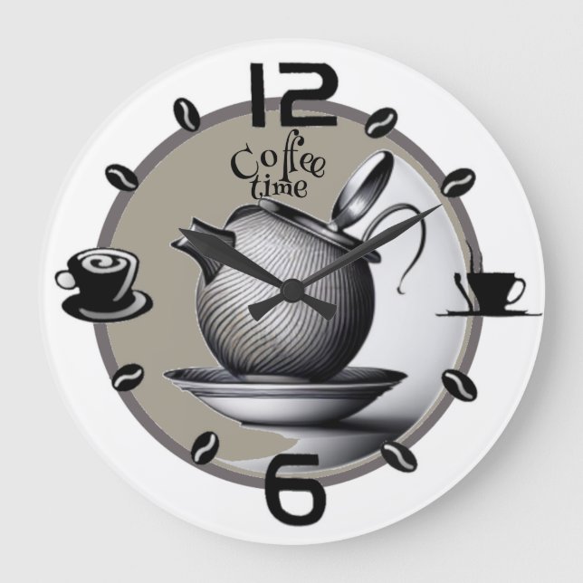 Grey coffee large clock (Front)