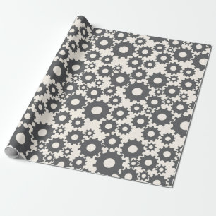 Grey Cog Wheel Wrapping Paper
