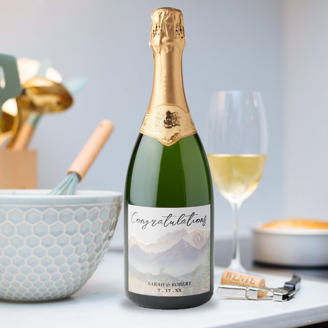 Grey Colorado Mountain Wedding Sparkling Wine Label (Grey Colorado Mountain Wedding Sparkling Wine Label)